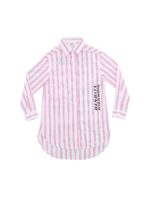 Camicia bianca con stampa righe fucsia e blu