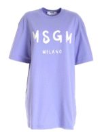 Abito viola con stampa logo pennellato