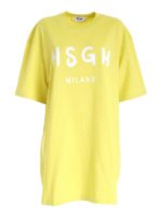 Abito giallo con stampa logo pennellato
