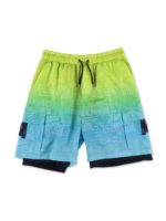 Shorts verde e azzurro con logo