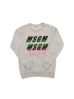 Felpa grigia melange con stampe logo