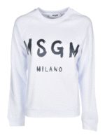 Felpa bianca con logo effetto pennellato