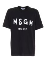 T-shirt nera con stampa logo pennellato
