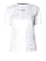 T-shirt con stampa argentata craquele