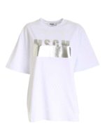 T-shirt bianca con logo laminato