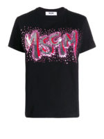 T-shirt nera con paillettes