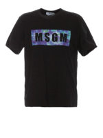 T-shirt nera con logo tie e dye