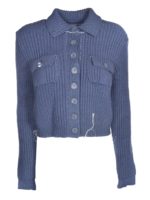 Cardigan in maglia blu avio