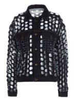 Giacca denim blu traforata