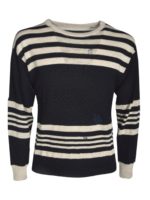 Maglia girocollo nera e avorio