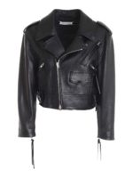 Chiodo crop con laccetti nero