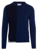 Maglione scollo V blu e nero