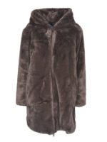 Eco-pelliccia con cappuccio marrone