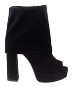 Tronchetti a punta aperta in velluto e suede