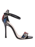 Sandali in pitone multicolore e vernice