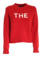 Pullover rosso con intarsio bianco