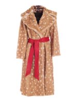 Cappotto ecopelliccia con cintura beige