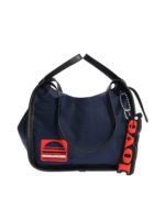Borsa a spalla blu con logo rosso