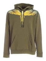 Felpa con cappuccio logo Wings verde miliatre