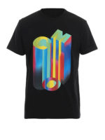 T-shirt Com nera con stampa multicolore