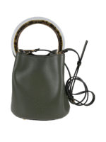 Borsa secchiello Pannier verde in pelle