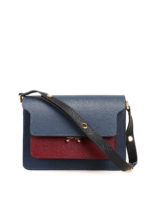 Borsa a spalla in saffiano blu e bordeaux