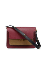 Borsa a spalla in saffiano bordeaux e caffe