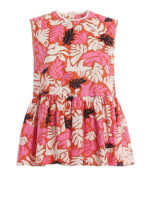 Top in misto lino stampa Arabesque