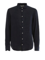 Camicia a maniche lunghe in lino blu