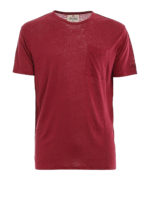 T-shirt in lino con taschino al petto