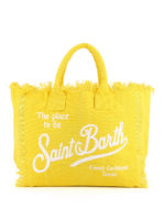 Borsa Vanity in canvas gialla con logo