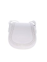 Borsa in pelle bianca con borchie
