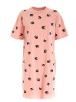 Abito rosa con ricamo swallow