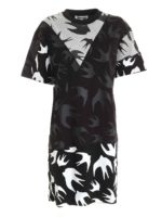 Abito grigio e nera con stampa swallow