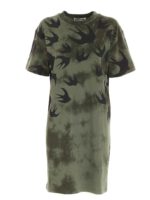 Abito tie-dye verde con stampa swallow