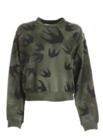 Felpa crop verde con stampa swallow