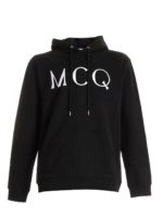 Felpa con cappuccio nera con logo bianco