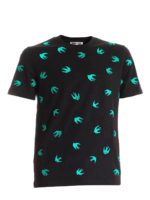 T-shirt nera con ricamo Swallow all-over
