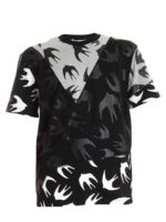 T-shirt nera e grigia con stampa Swallow