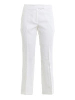 Pantaloni crop bianchi in lino
