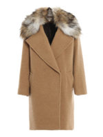 Cappotto oversize con collo in eco pelliccia