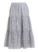 Gonna a balze in lino e cotone a righe