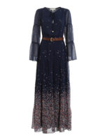 Abito floreale in chiffon con balze