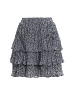 Mini gonna a balze in crepe con fantasia