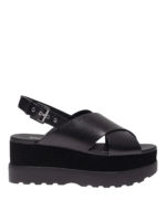 Sandali neri Becker con zeppa