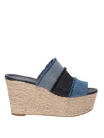 Sandali con zeppa in denim