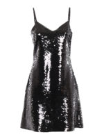 Mini abito sottoveste nero in paillettes
