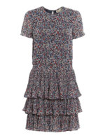 Abito in georgette a fiori con balze