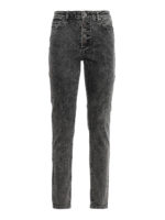 Jeans a vita alta in denim nero slavato