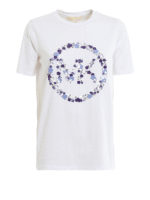 T-shirt in cotone con logo in perline